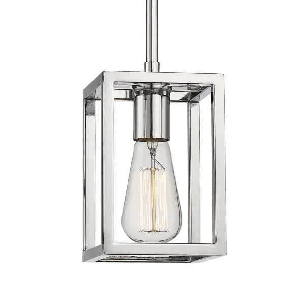 The Wesson pendant combines industrial charm with contemporary minimalism. Its open cage design showcases exposed bulbs while the brilliant chrome finish adds a clean, modern touch to any space.