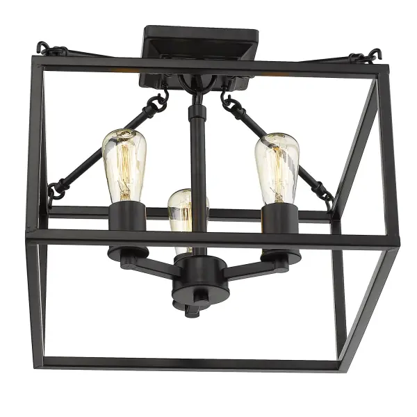 Golden Lighting Wesson 3-Light Semi-Flush Mount in Matte Black - Image 3