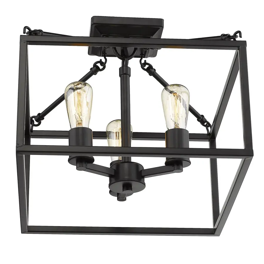Golden Lighting Wesson 3-Light Semi-Flush Mount in Matte Black - Image 3