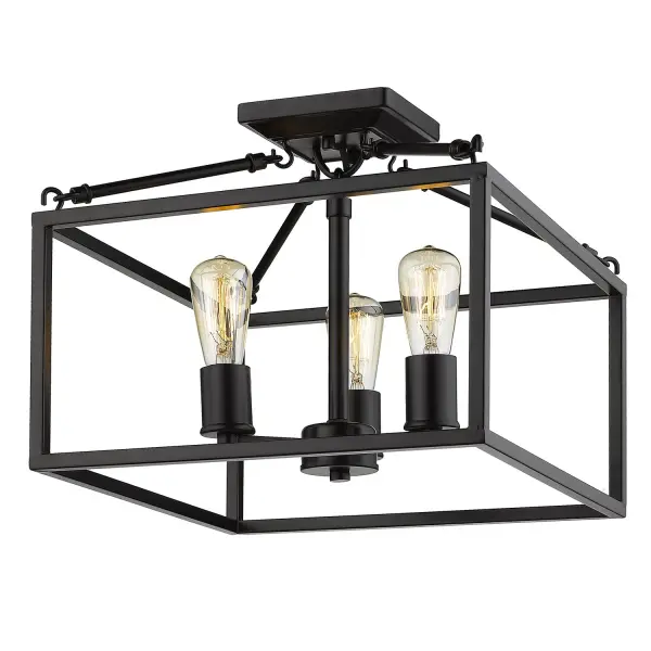 Golden Lighting Wesson 3-Light Semi-Flush Mount in Matte Black - Image 4