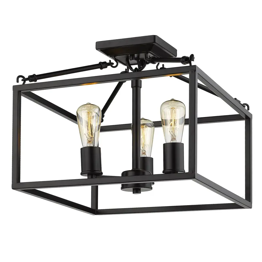 Golden Lighting Wesson 3-Light Semi-Flush Mount in Matte Black - Image 4