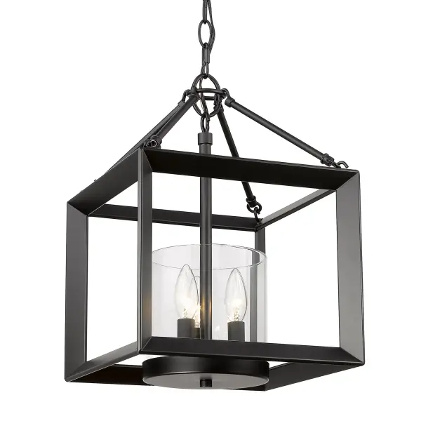 The Smyth 3-Light Chandelier combines timeless elegance with modern versatility. Its matte black finish and clear glass shades create a striking statement, while the convertible design allows installation as either a pendant or semi-flush mount.