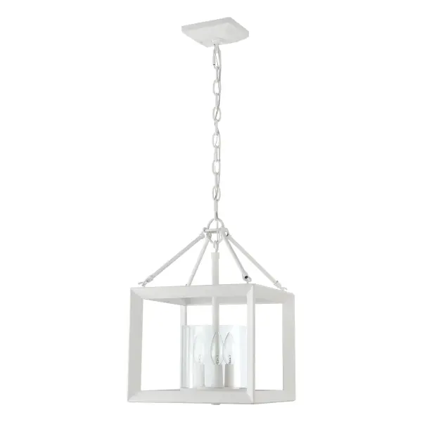 The Smyth 3-Light Chandelier combines modern farmhouse charm with transitional elegance. Its Natural White matte finish and clear glass shades create a soft, organic aesthetic that works beautifully in various settings. - alternate view