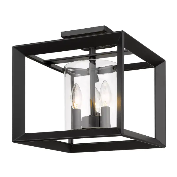 Golden Lighting Smyth 3-Light Semi-Flush Mount in Matte Black - Image 1