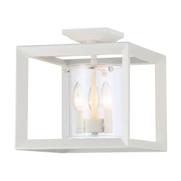 The Smyth 3-Light Semi-Flush Mount combines modern farmhouse charm with transitional versatility. Its Natural White finish and clear glass shades create a bright, welcoming atmosphere while the compact 12-inch profile fits smaller spaces perfectly.