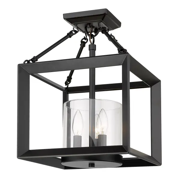Golden Lighting Smyth 3-Light Semi-Flush Mount in Matte Black - Image 1