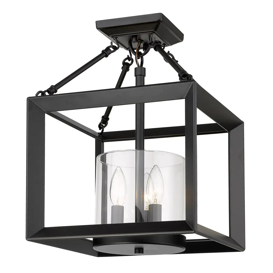 Golden Lighting Smyth 3-Light Semi-Flush Mount in Matte Black - Image 1
