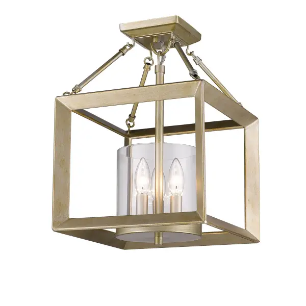 The Golden Lighting Smyth brings handcrafted glamour to any space with its sophisticated White Gold finish and clear glass shade. Its convertible design offers installation flexibility as either semi-flush or pendant, making it ideal for various ceiling heights and room styles.
