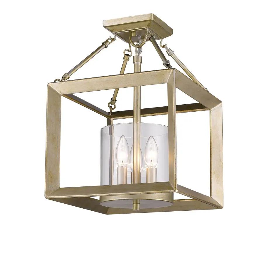 Golden Lighting Smyth 3-Light Semi-Flush Mount in White Gold - Image 1