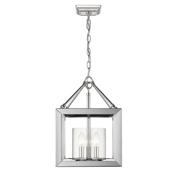 The Smyth mini chandelier combines polished chrome with clear glass for a clean, adaptable look that works across traditional and contemporary spaces. Its compact 11.75-inch width makes it ideal for smaller dining areas, foyers, and bedrooms. - alternate view