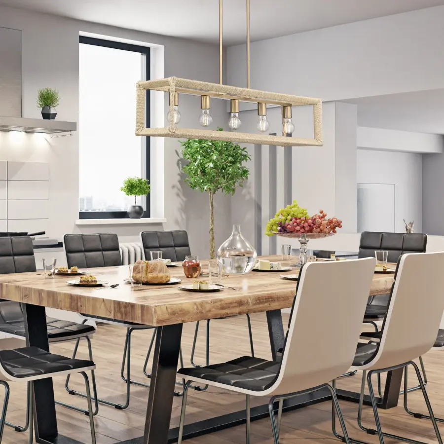 Kimber Five Light Linear Pendant in Modern Brass - Image 5