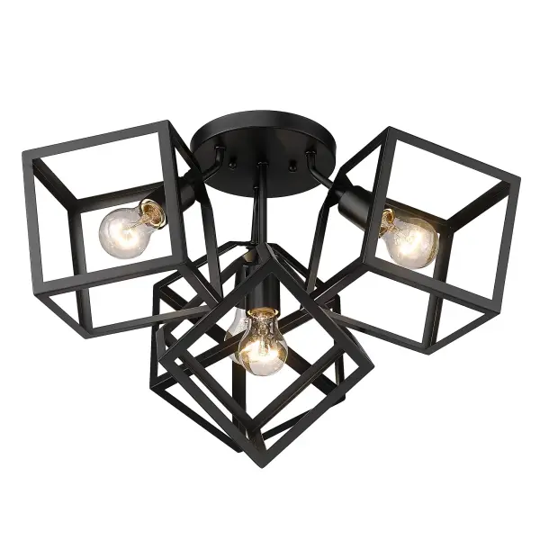 Golden Lighting Cassio 4-Light Semi-Flush Mount in Matte Black - Image 3