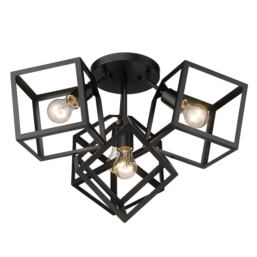 Golden Lighting Cassio 4-Light Semi-Flush Mount in Matte Black - Image 3
