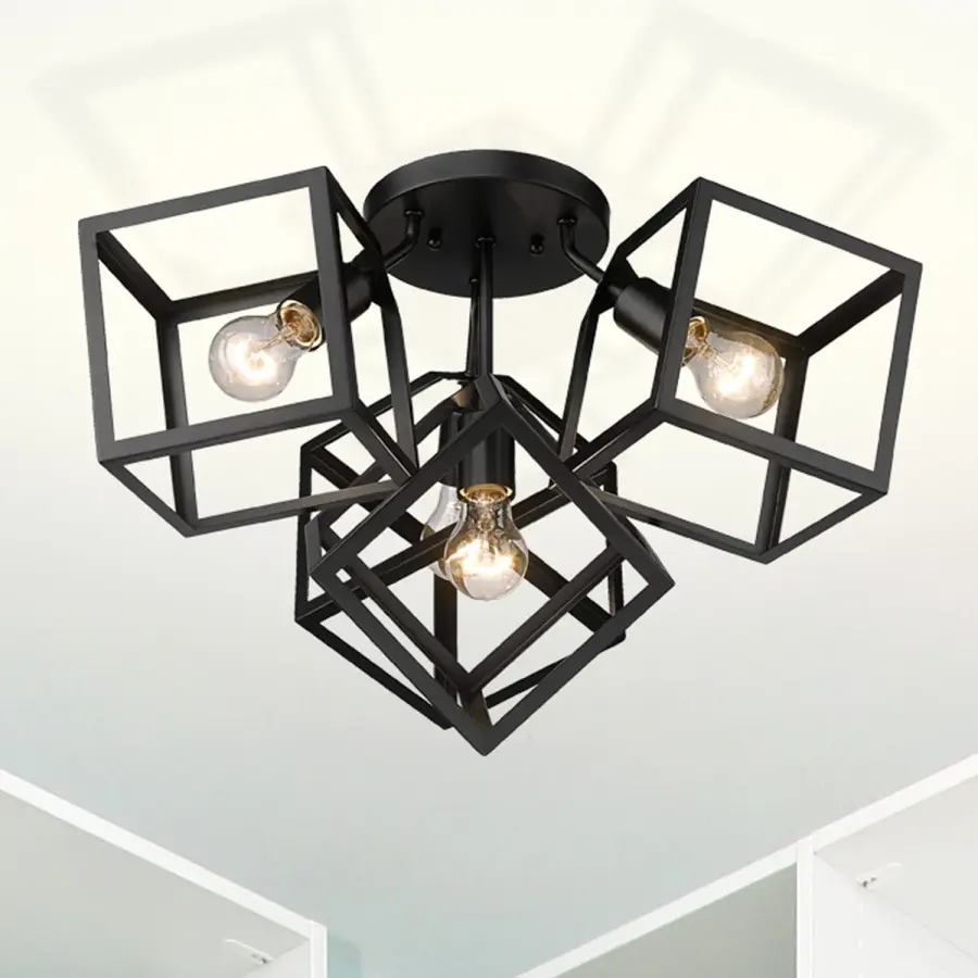 Golden Lighting Cassio 4-Light Semi-Flush Mount in Matte Black - Image 6