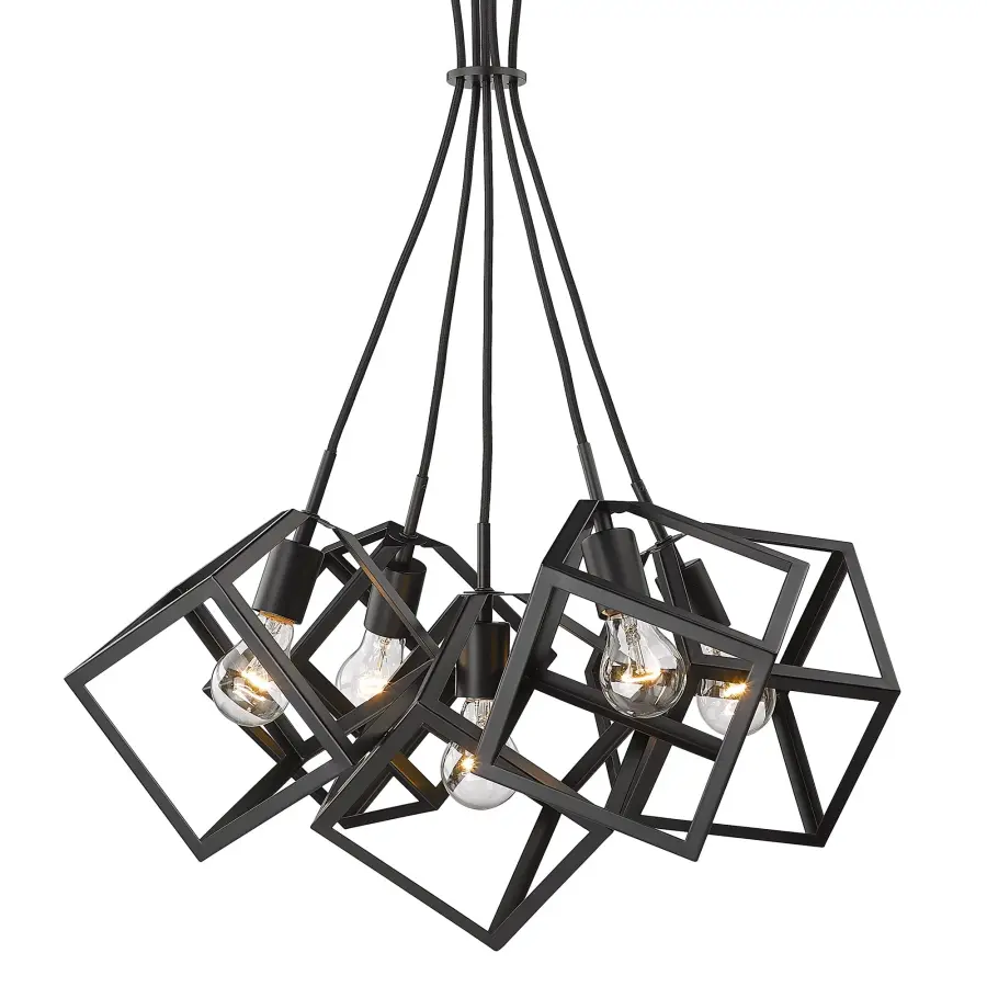 Golden Lighting Cassio 5-Light Chandelier in Matte Black - Image 3