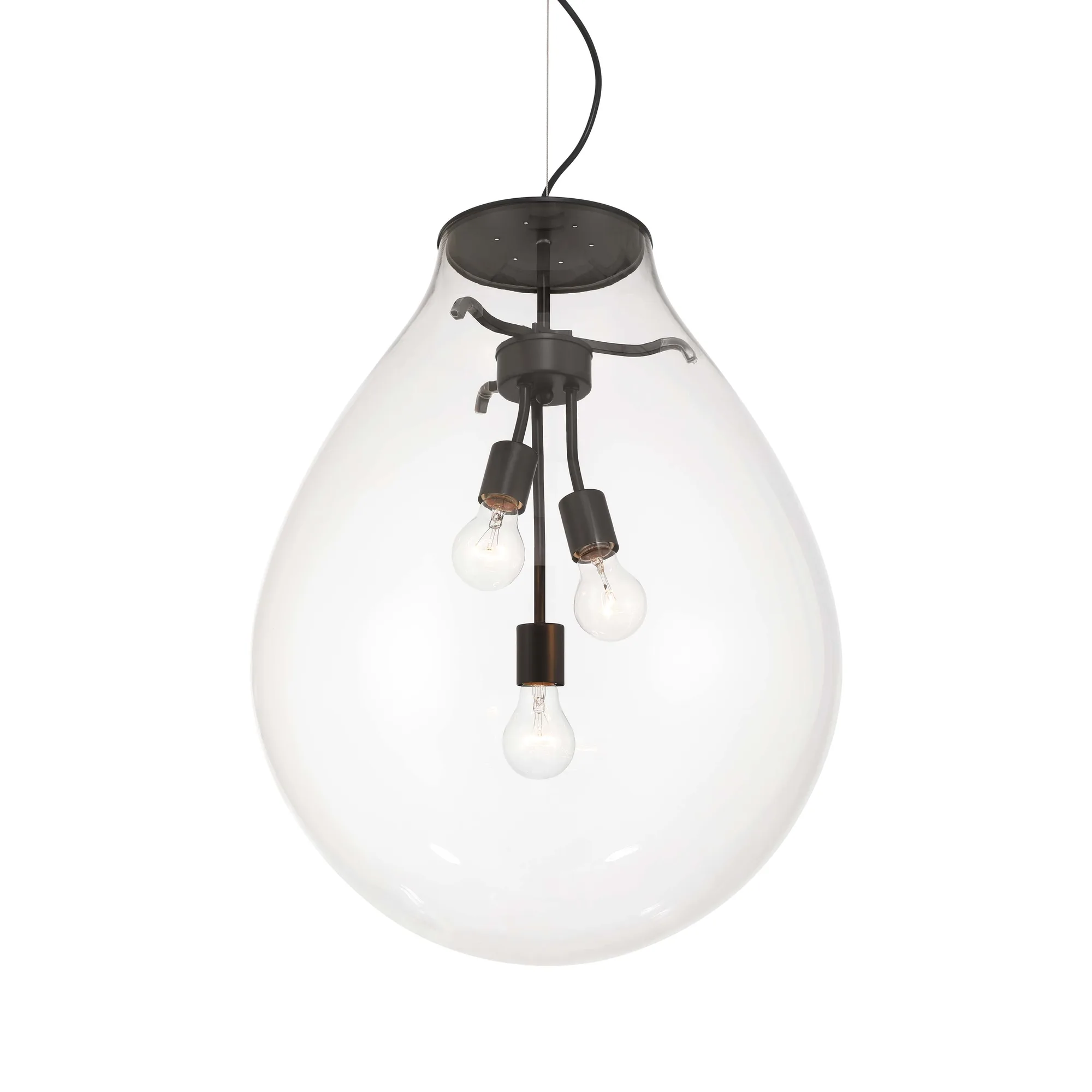 Drop Three Light Pendant in Matte Black