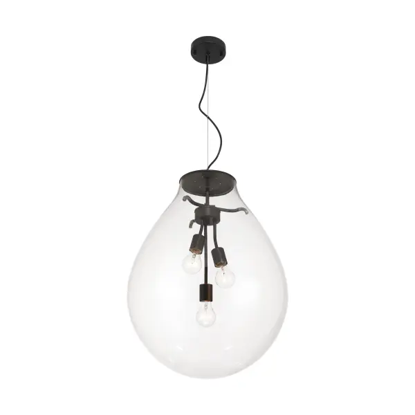 Drop 3-Light Pendant in Matte Black with Clear Glass - Image 3