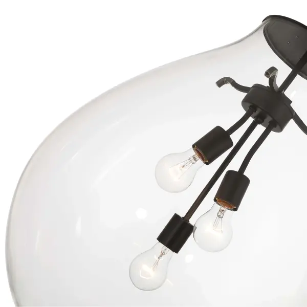 Drop 3-Light Pendant in Matte Black with Clear Glass - Image 4