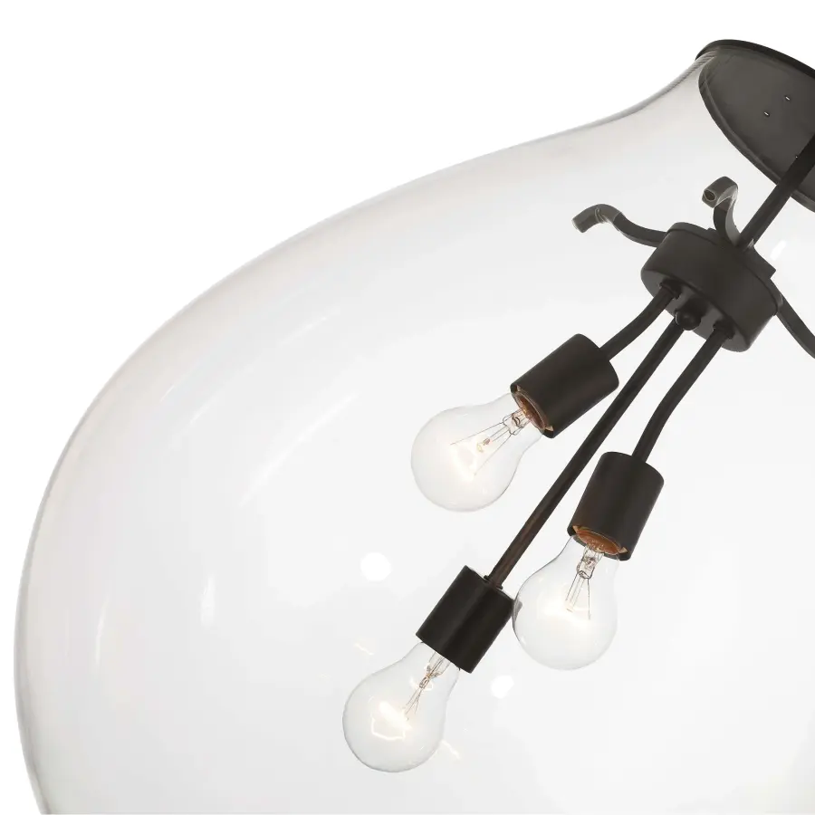 Drop 3-Light Pendant in Matte Black with Clear Glass - Image 4