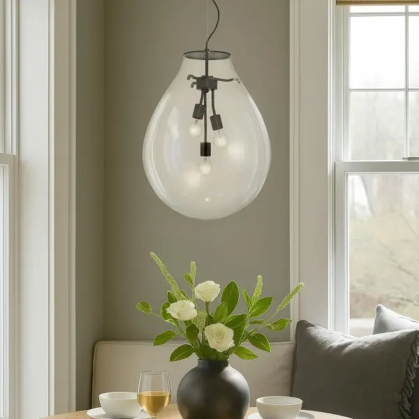 Drop 3-Light Pendant in Matte Black with Clear Glass - Image 5