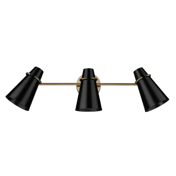 Golden Lighting Reeva 3-Light Vanity in Modern Brass and Matte Black - Image 1