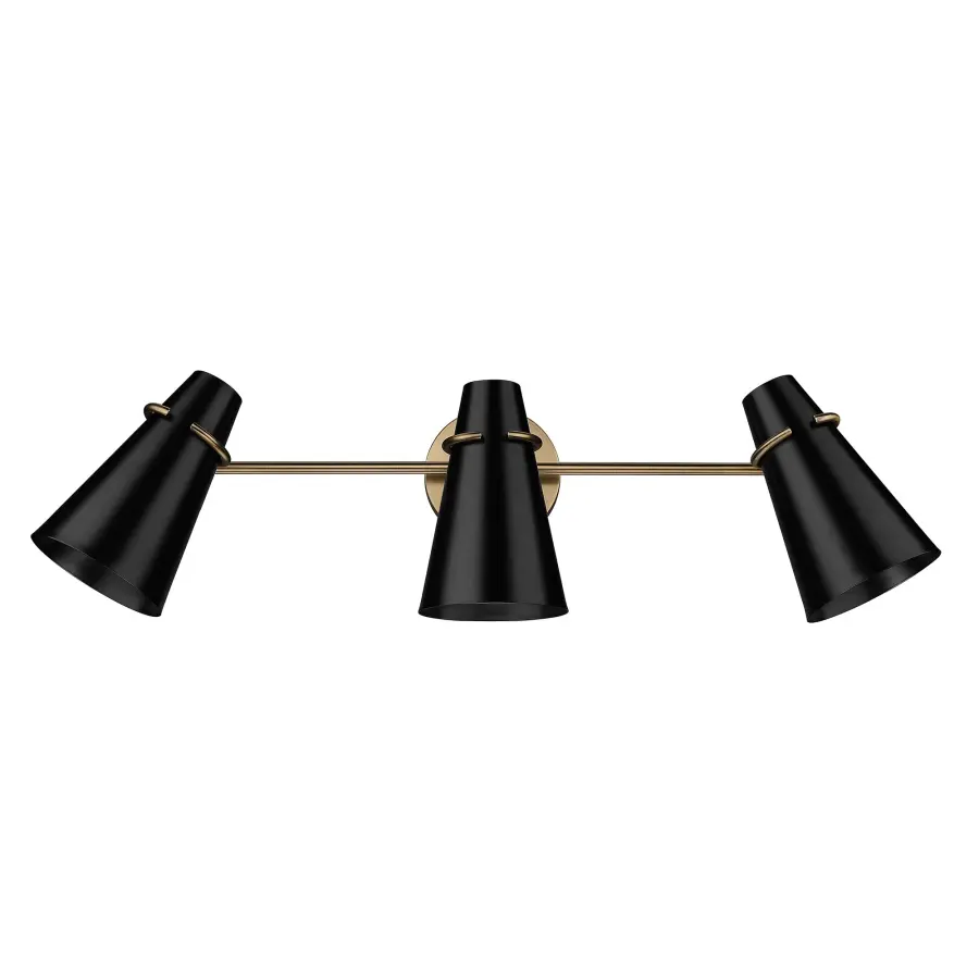 Golden Lighting Reeva 3-Light Vanity in Modern Brass and Matte Black - Image 1