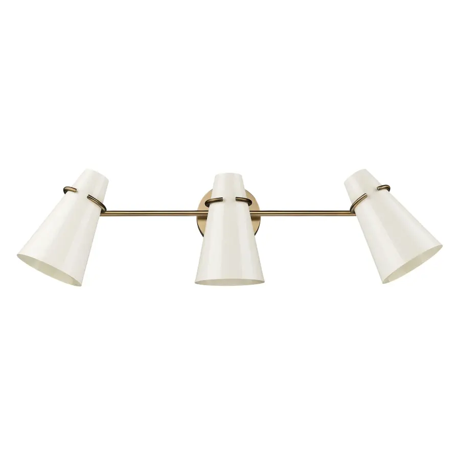 Golden Lighting Reeva 3-Light Vanity in Modern Brass with Glossy Ecru Shade - Image 1