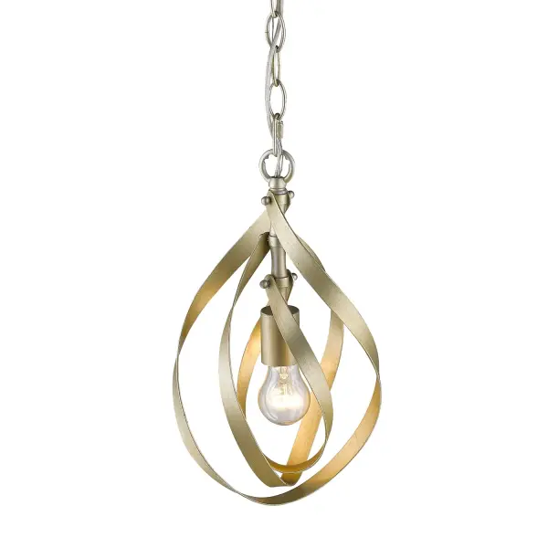 Bring modern elegance into your home with the Wry Lighting Nicolette 1-light Pendant. Featuring a striking design in White Gold, it creates a welcoming atmosphere suitable for various settings. This pendant employs a simplistic metal structure, showcasing the craftsmanship without a shade. The finish offers a sophisticated blend of gold and silver, resulting in a unique rustic texture that enhances its character. The White Gold finish features a brushed texture with a soft patina, providing an understated glow. Ideal for dry locations, it fits seamlessly in bedrooms, living rooms, and hallways. The fixture is sloped-ceiling compatible and allows for an adjustable hanging length to suit your needs. Overall Dimensions: 8.38"W x 14.88"H x 4.75"D. Requires 1 E26 Medium base bulb (not included), with a maximum wattage of 60 watts. Elevate your home decor with this chic pendant light, perfect for modern interiors and quality craftsmanship. Collection: Nicolette Rooms: Accent, Kitchen Finish: White Gold Glass: x Width: 8.38" Height: 14.88" Length: 4.75" Weight: 3.34 lb Extension from Wall: 4.75" Chain: 6` Wire: 10` Canopy: 5.25"W x 5.25"H x 1.13"D Number of Bulbs: 1 Maximum Wattage: 60.00 W Bulb Type: A19 Bulb Base: E26 Light Source: Incandescent Dimmable Voltage: 120.00 V Material: Steel Country of Origin: China Safety Listing: ETL Safety Rating: Dry Connection: Hardware Manufacturer Warranty: 1 Year Limited Instructions Parts Diagram