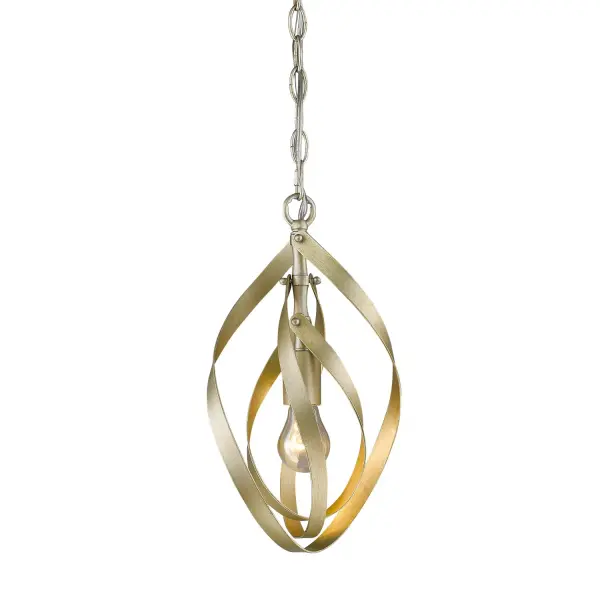 Bring modern elegance into your home with the Wry Lighting Nicolette 1-light Pendant. Featuring a striking design in White Gold, it creates a welcoming atmosphere suitable for various settings. This pendant employs a simplistic metal structure, showcasing the craftsmanship without a shade. The finish offers a sophisticated blend of gold and silver, resulting in a unique rustic texture that enhances its character. The White Gold finish features a brushed texture with a soft patina, providing an understated glow. Ideal for dry locations, it fits seamlessly in bedrooms, living rooms, and hallways. The fixture is sloped-ceiling compatible and allows for an adjustable hanging length to suit your needs. Overall Dimensions: 8.38"W x 14.88"H x 4.75"D. Requires 1 E26 Medium base bulb (not included), with a maximum wattage of 60 watts. Elevate your home decor with this chic pendant light, perfect for modern interiors and quality craftsmanship. Collection: Nicolette Rooms: Accent, Kitchen Finish: White Gold Glass: x Width: 8.38" Height: 14.88" Length: 4.75" Weight: 3.34 lb Extension from Wall: 4.75" Chain: 6` Wire: 10` Canopy: 5.25"W x 5.25"H x 1.13"D Number of Bulbs: 1 Maximum Wattage: 60.00 W Bulb Type: A19 Bulb Base: E26 Light Source: Incandescent Dimmable Voltage: 120.00 V Material: Steel Country of Origin: China Safety Listing: ETL Safety Rating: Dry Connection: Hardware Manufacturer Warranty: 1 Year Limited Instructions Parts Diagram - alternate view