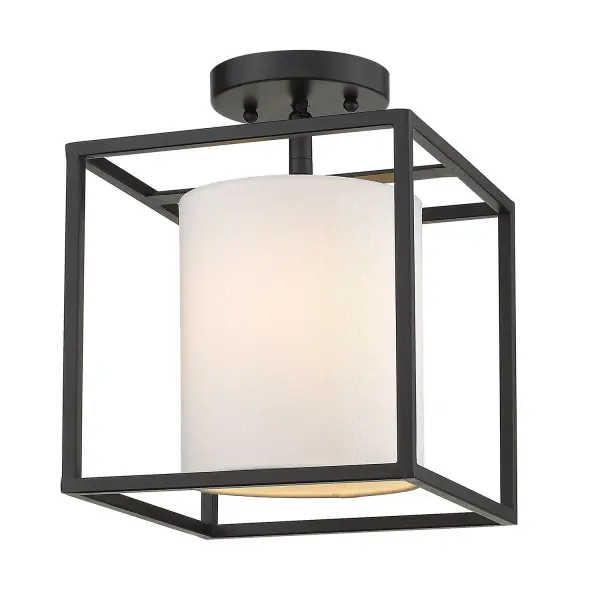 Golden Lighting Manhattan 1-Light Semi-Flush Mount in Matte Black - Image 1
