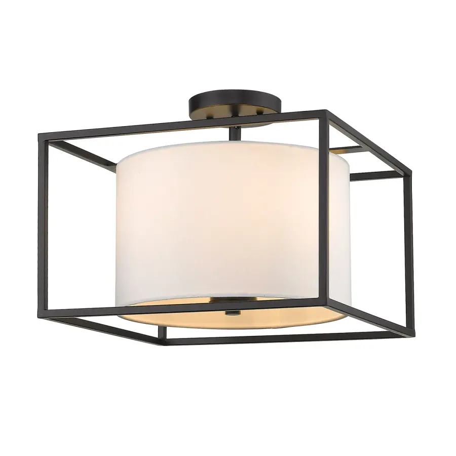 Golden Lighting Manhattan 3-Light Semi-Flush Mount in Matte Black - Image 1