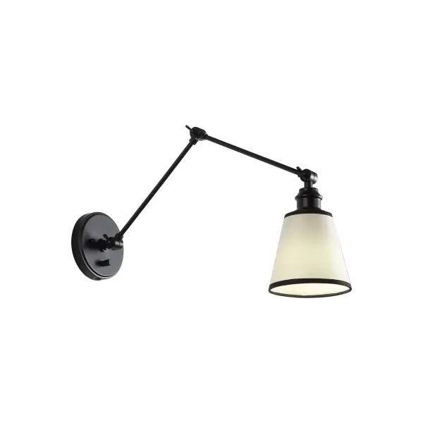 Equinox 1-Light Swing Arm Wall Lamp with Black Trim Shade - Image 3