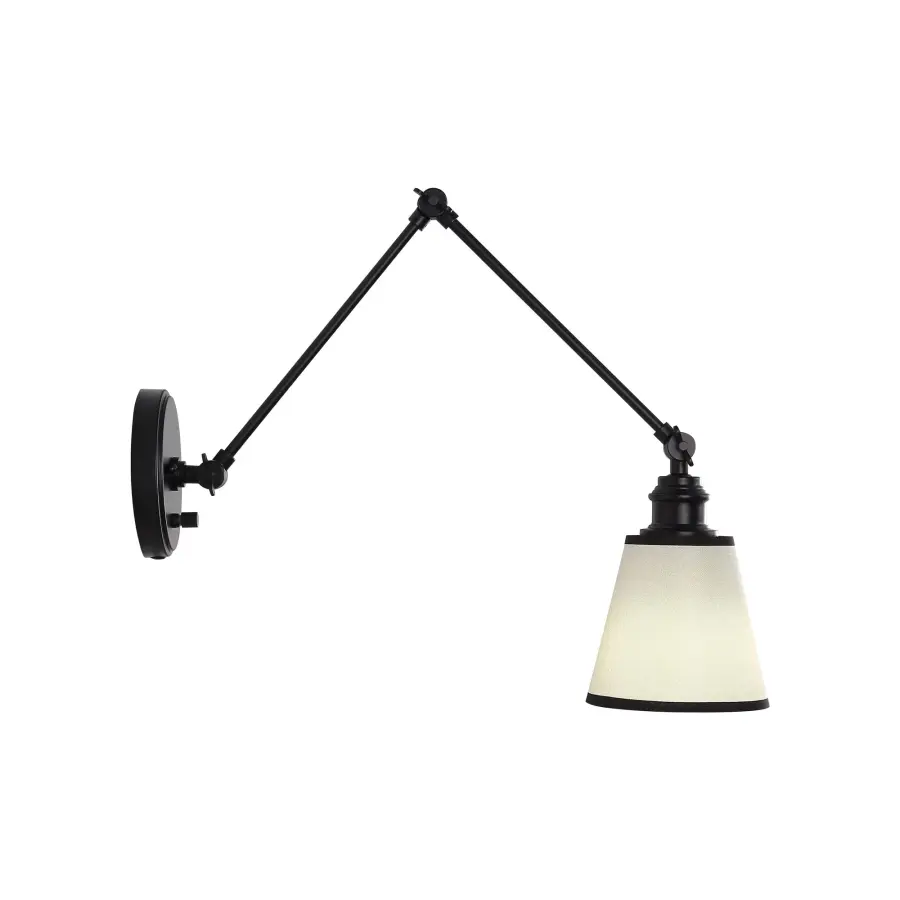 Equinox 1-Light Swing Arm Wall Lamp with Black Trim Shade - Image 5