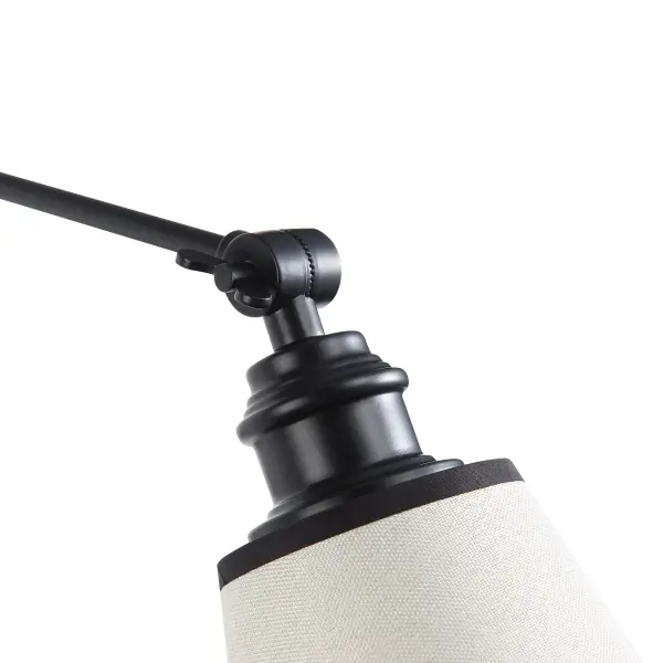 Equinox 1-Light Swing Arm Wall Lamp with Black Trim Shade - Image 6