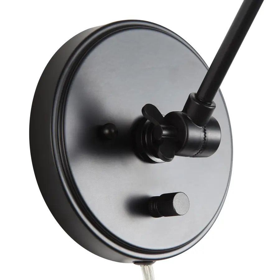 Equinox 1-Light Swing Arm Wall Lamp with Black Trim Shade - Image 7