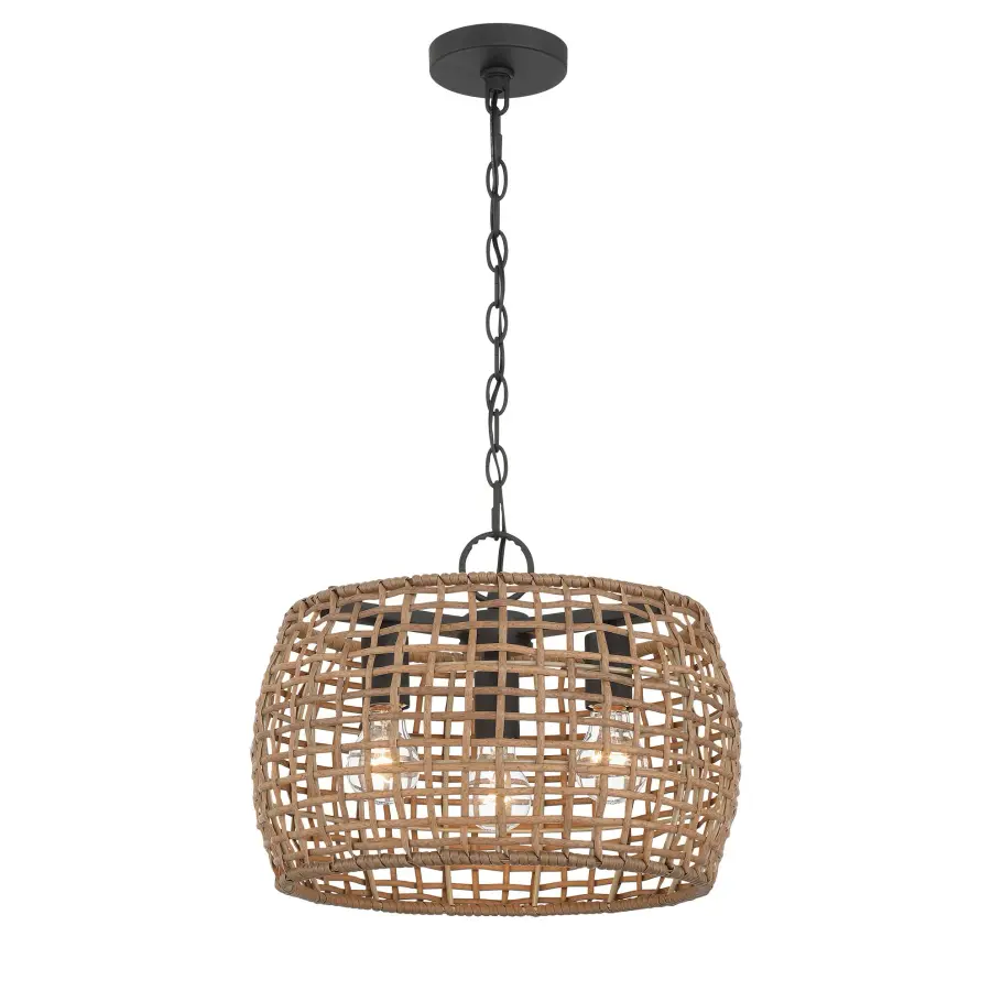 Weavelight Three Light Pendant in Natural Black - Image 2