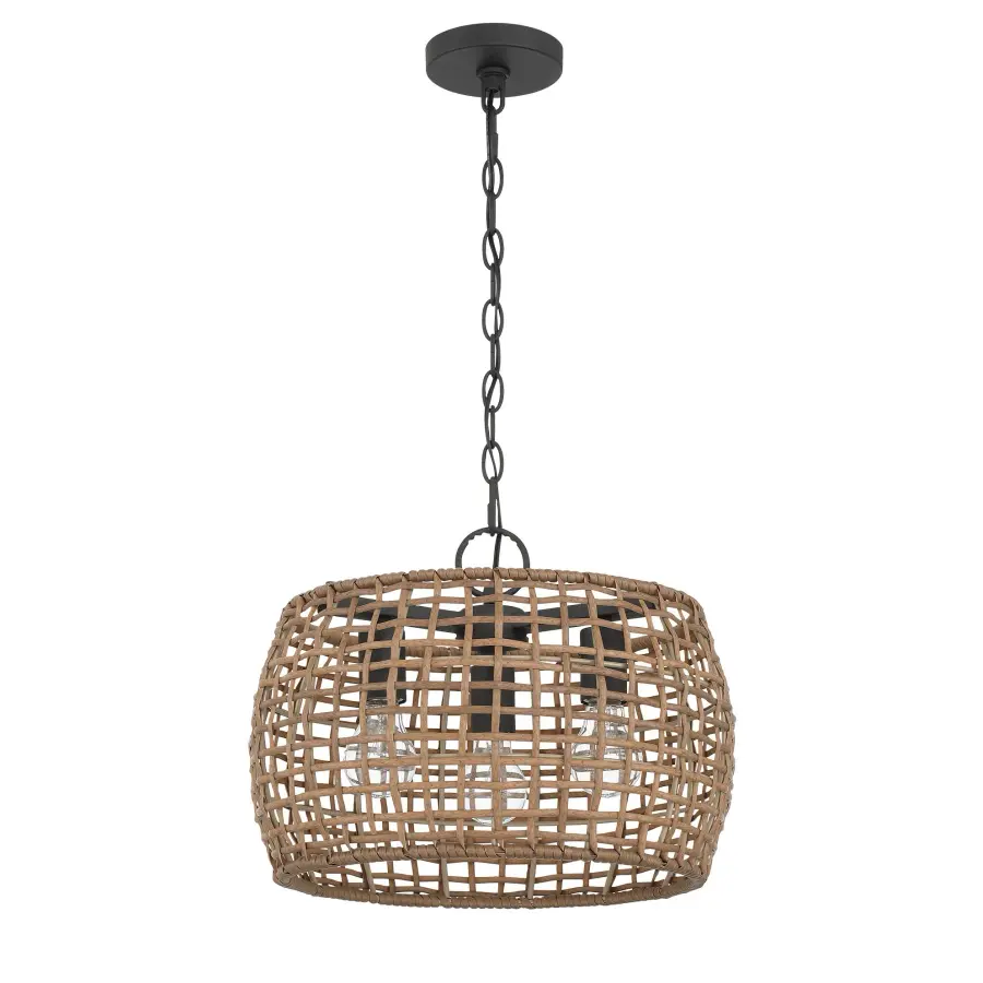 Weavelight Three Light Pendant in Natural Black - Image 3