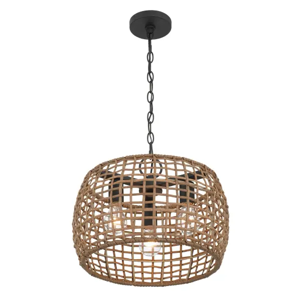 Weavelight Three Light Pendant in Natural Black - Image 4