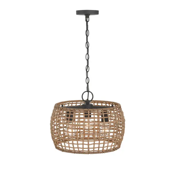 Weavelight Three Light Pendant in Natural Black - Image 5