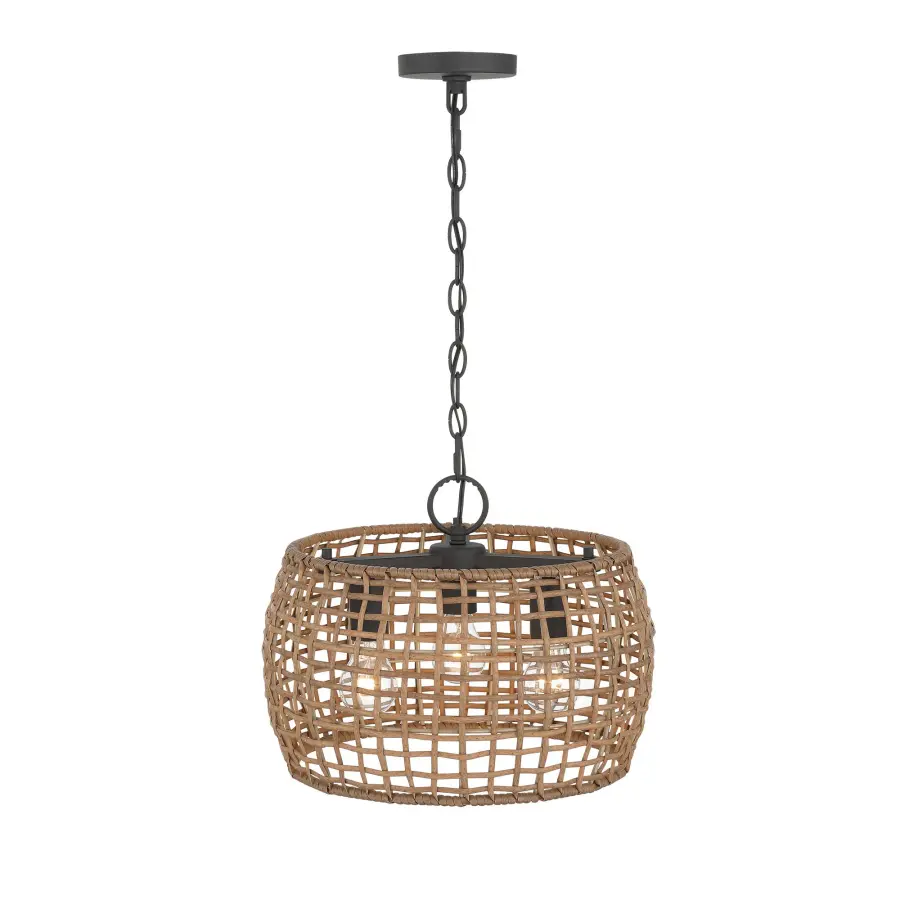 Weavelight Three Light Pendant in Natural Black - Image 5