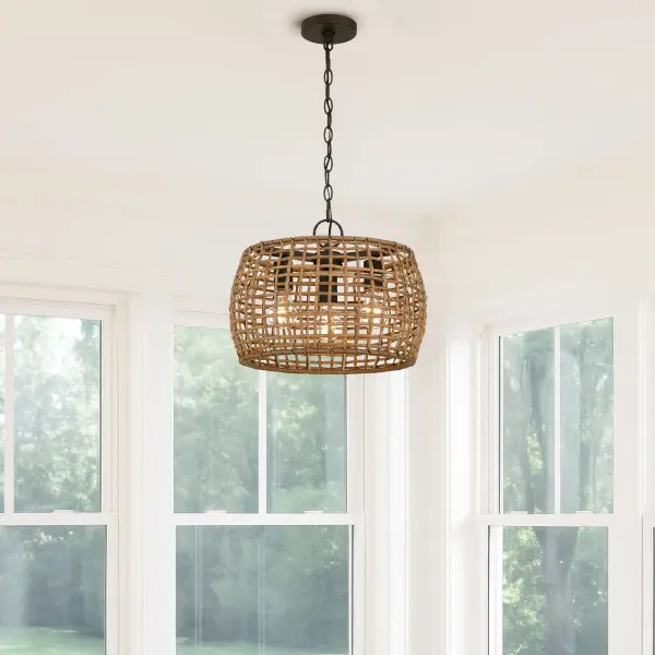 Weavelight Three Light Pendant in Natural Black - Image 10