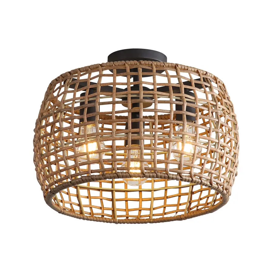 Weavelight 3-Light Semi-Flush Mount in Natural Black - Image 1