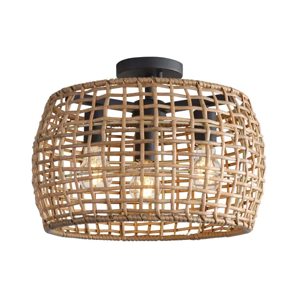 Weavelight 3-Light Semi-Flush Mount in Natural Black - Image 3