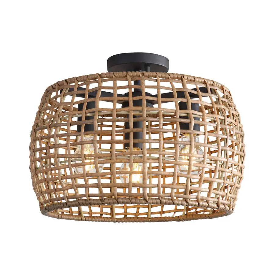 Weavelight 3-Light Semi-Flush Mount in Natural Black - Image 3