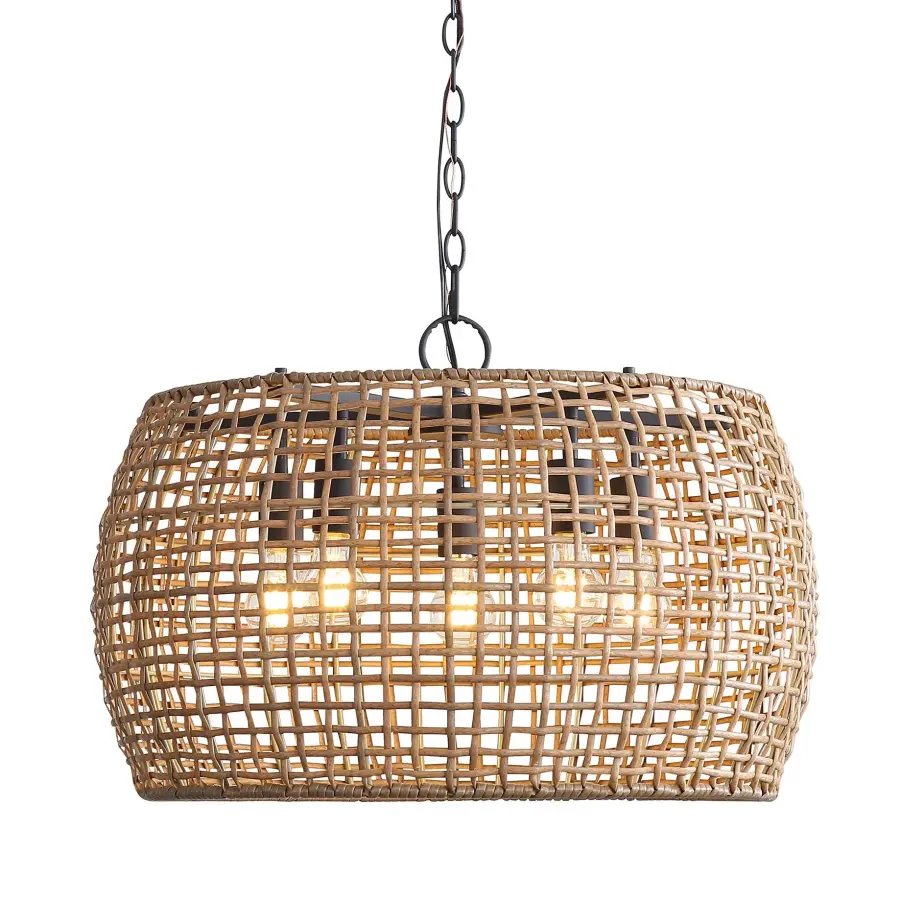 Weavelight Five Light Pendant in Natural Black - Image 1
