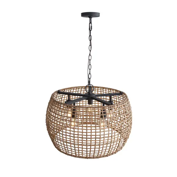Weavelight Five Light Pendant in Natural Black - Image 4