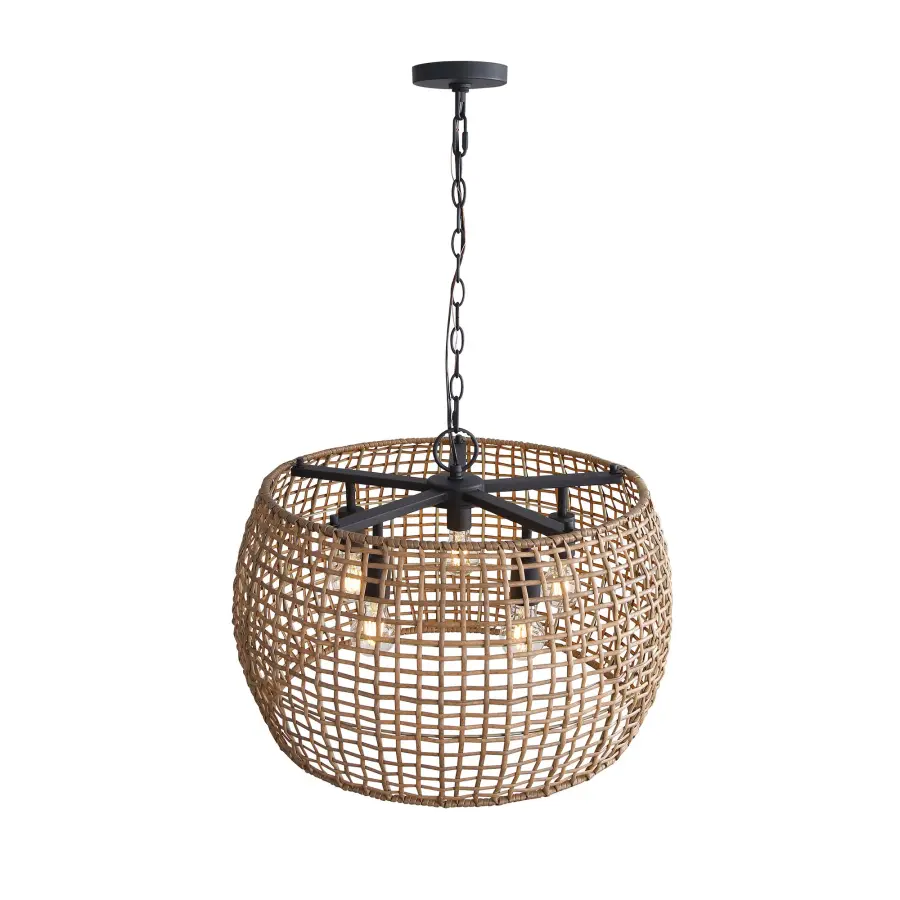 Weavelight Five Light Pendant in Natural Black - Image 4