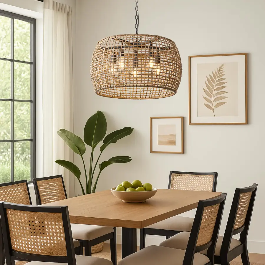 Weavelight Five Light Pendant in Natural Black - Image 9