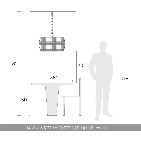 Weavelight Five Light Pendant in Natural Black - Image 10