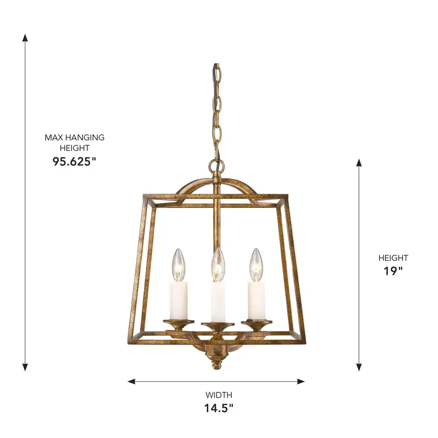 Golden Lighting Athena 3-Light Pendant in Grecian Gold - Image 4